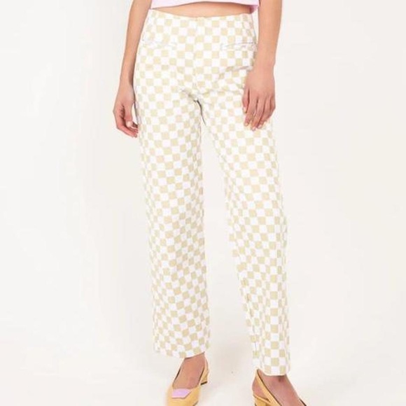 Holiday the label kokomo pants in cream check in a size xs (fit 24-25) - Picture 4 of 4